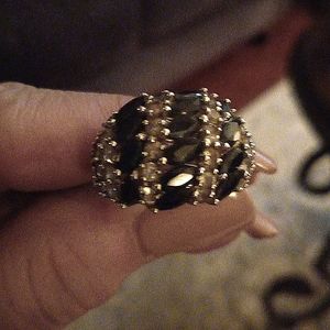 Stunning sapphire, cz, SS dome ring